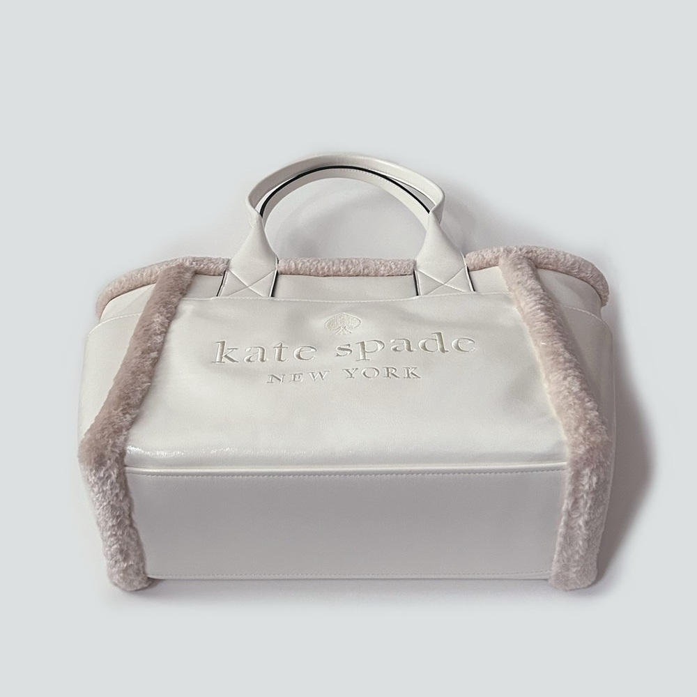 ♠️Kate Spade Jett Shearling Trim Large Tote Bag, Meringue White NWT - Picture 6 of 9